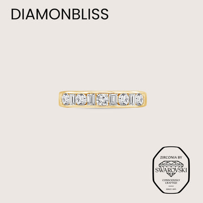 DIAMONBLISS Brass Mixed cut Eternity Ring| Embellished with Swarovski® Zirconia| 1 cttw