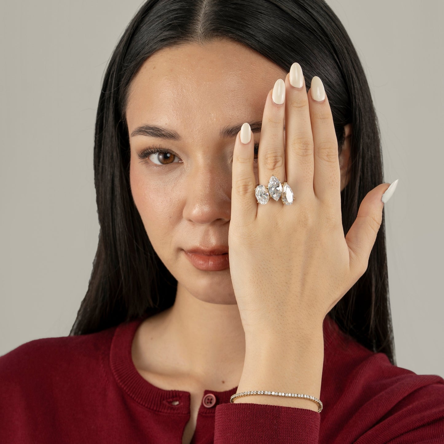 DIAMONBLISS 5-Carat Solitaire Ring For Women | 14K Gold Plated 925 Sterling Silver Celebrity Cocktail Ring | 100 Facet Cubic Zirconia