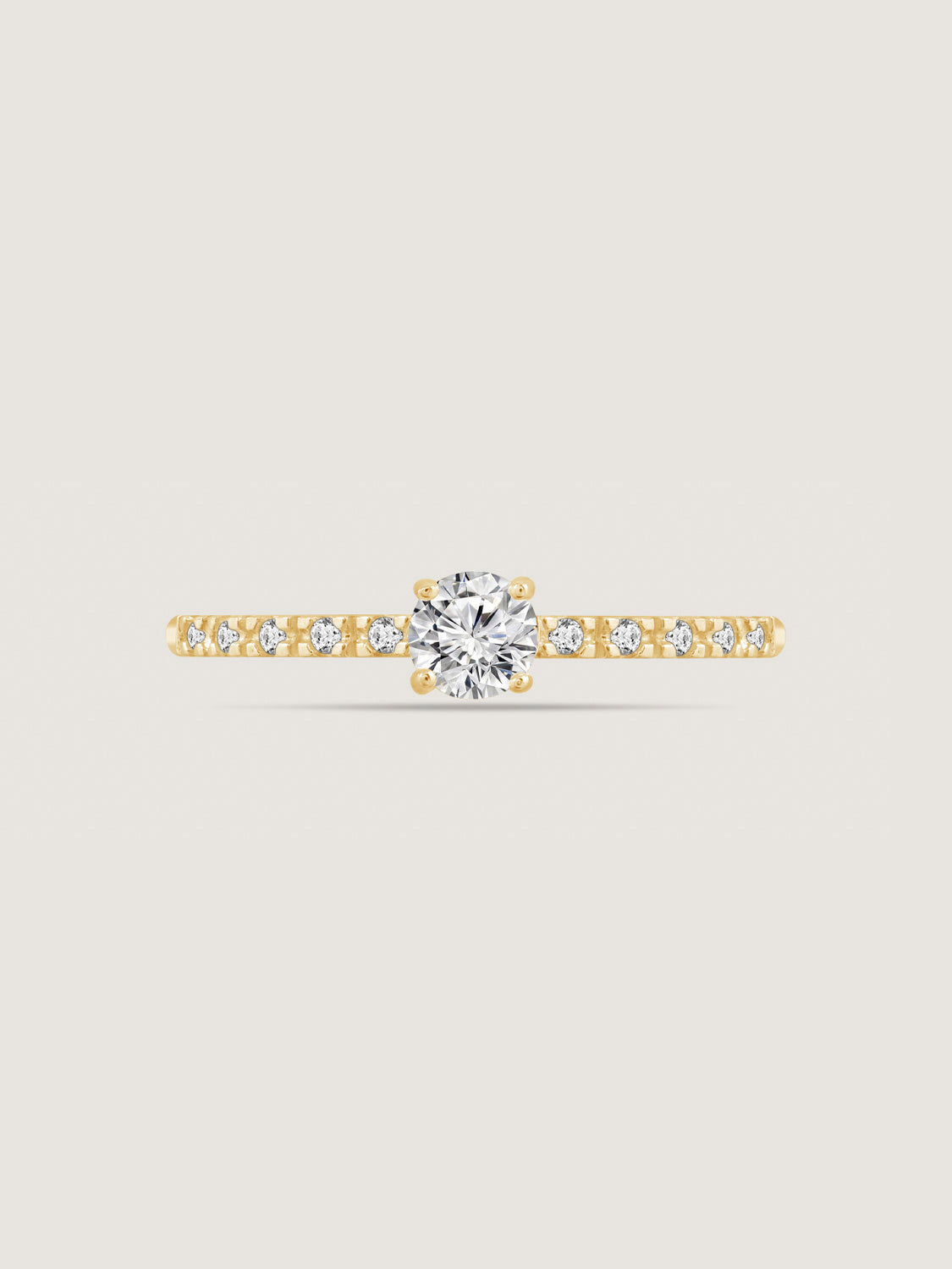 Lab Grown Diamond Round Cut Solitaire Ring with Pave Band
