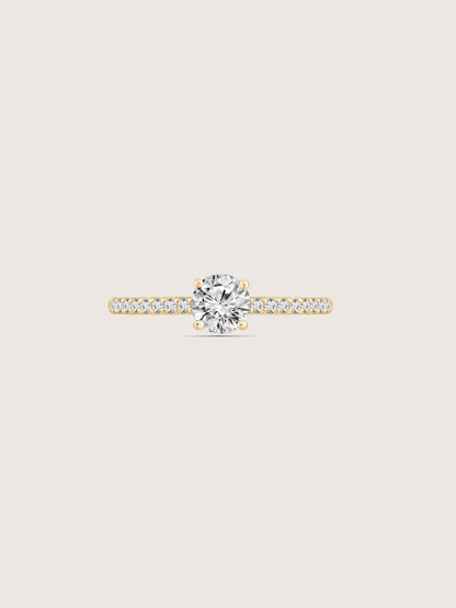 Lab Grown Diamond 0.66ct Round Cut Solitaire Ring with Pave Band