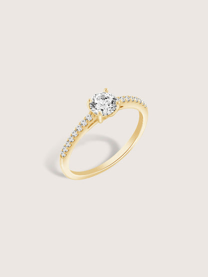 Lab Grown Diamond 0.66ct Round Cut Solitaire Ring with Pave Band