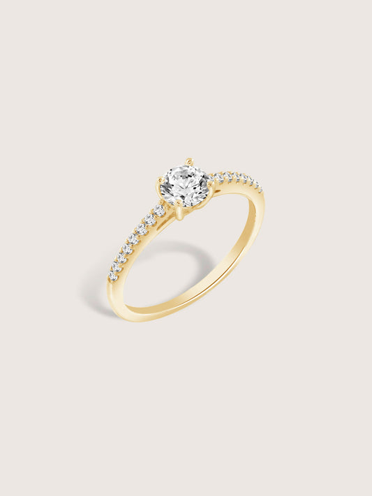 Lab Grown Diamond 0.66ct Round Cut Solitaire Ring with Pave Band