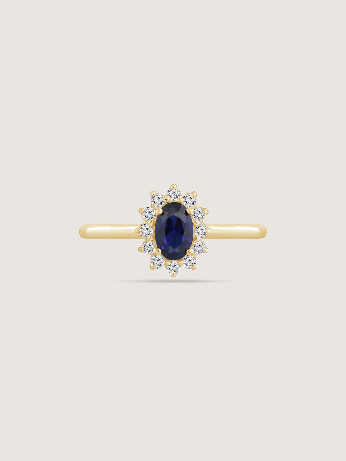 Oval Cut Created Sapphire With Lab Grown Diamond Accent Halo Ring