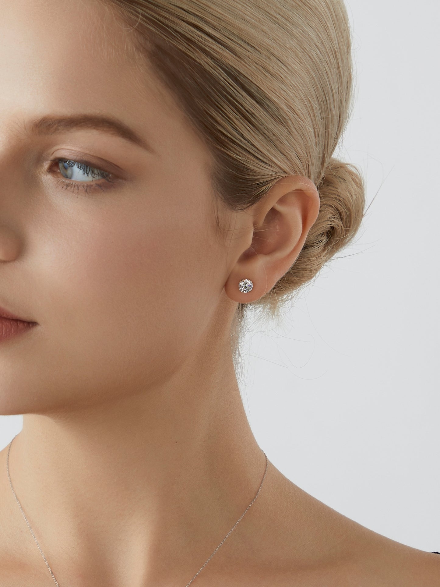 Diamonbliss Platinum Plated Sterling Silver Solitaire Round cut Stud Earrings| 2 cttws