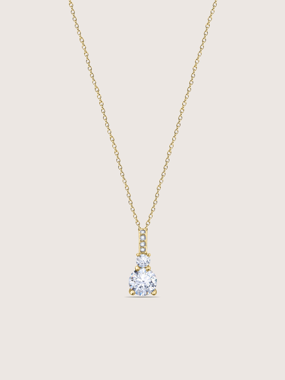 DIAMONBLISS Yellow-tone Brass Round cut Solitiare Drop Pendant Necklace| Embellished with Swarovski® Zirconia| 1.5 cttws