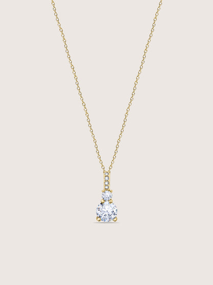 DIAMONBLISS Yellow-tone Brass Round cut Solitiare Drop Pendant Necklace| Embellished with Swarovski® Zirconia| 1.5 cttws