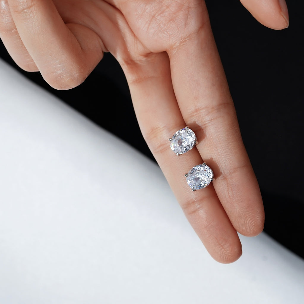 Oval Cubic Zirconia Stud Earrings