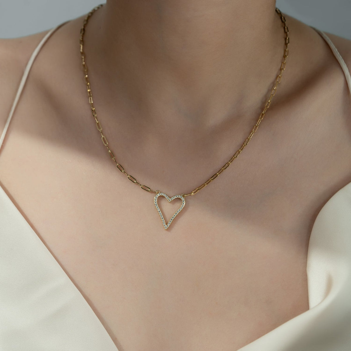 Filled Heart Pendant Necklace