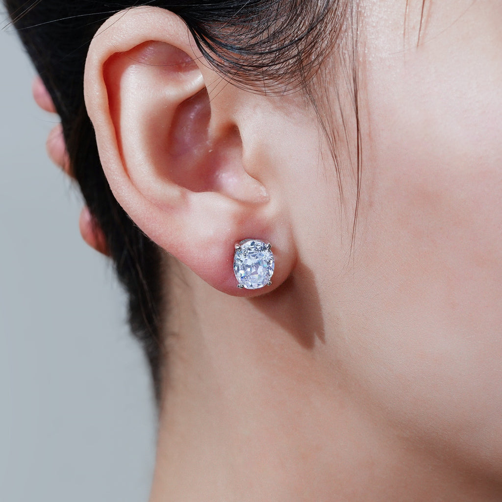Oval Cubic Zirconia Stud Earrings