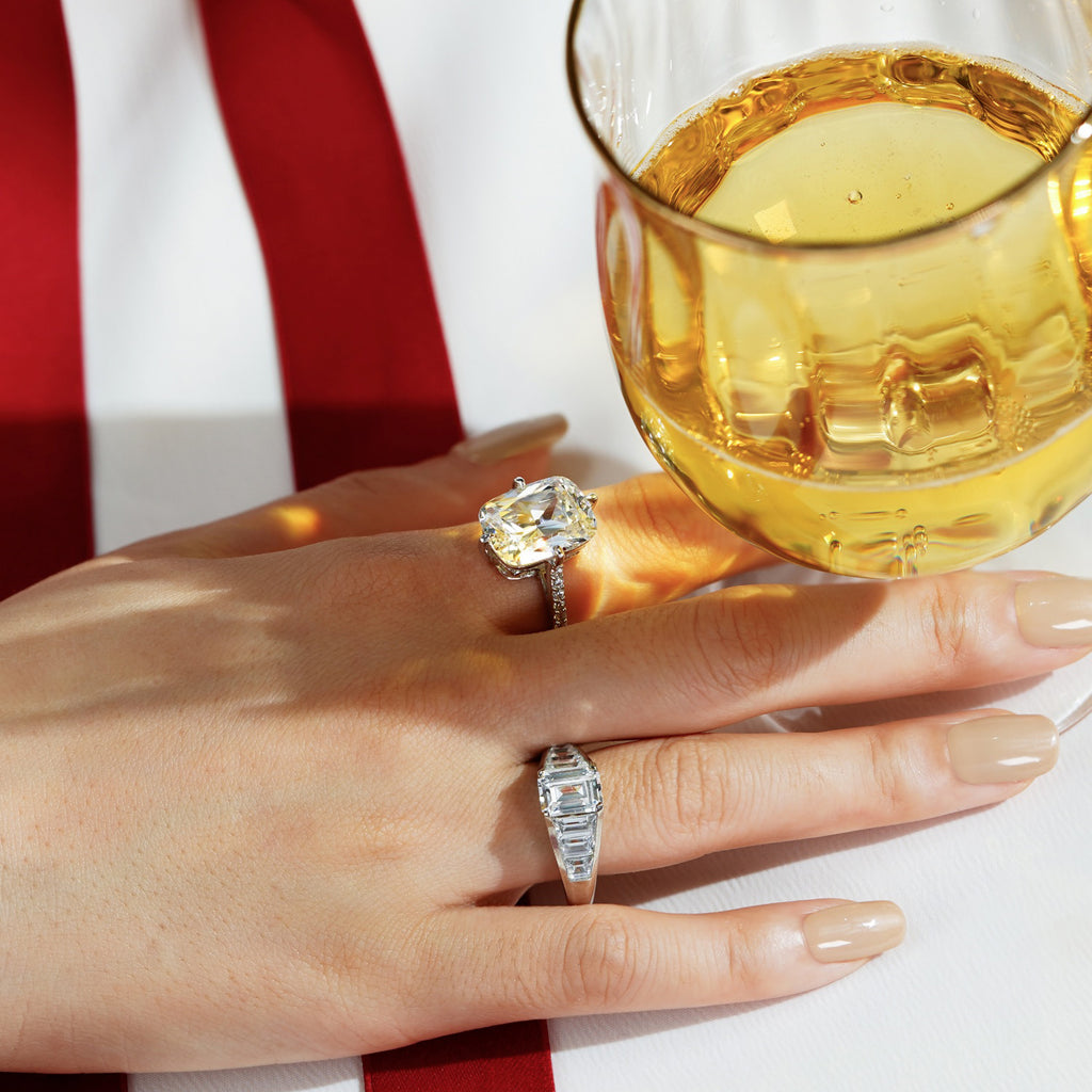 Cathedral Emerald Cut Cocktail Ring