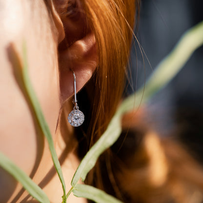 Round Halo Leverback Earrings