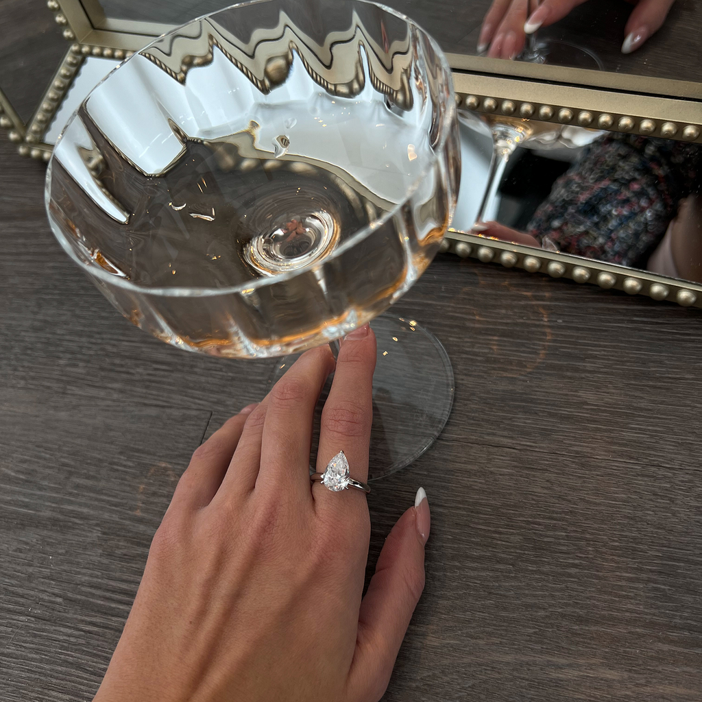Solitaire Pear Cocktail Ring