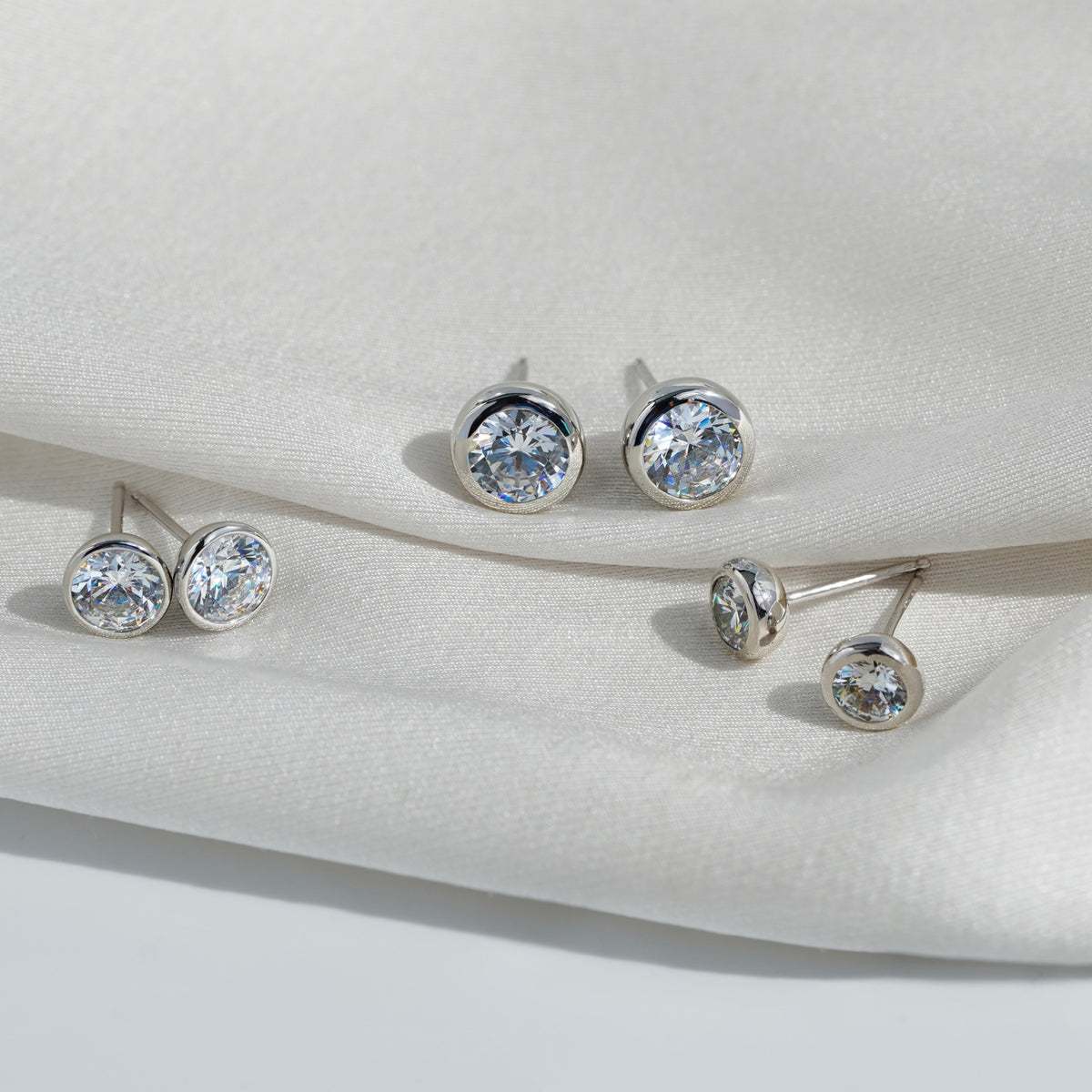 Bezel Stud Earrings