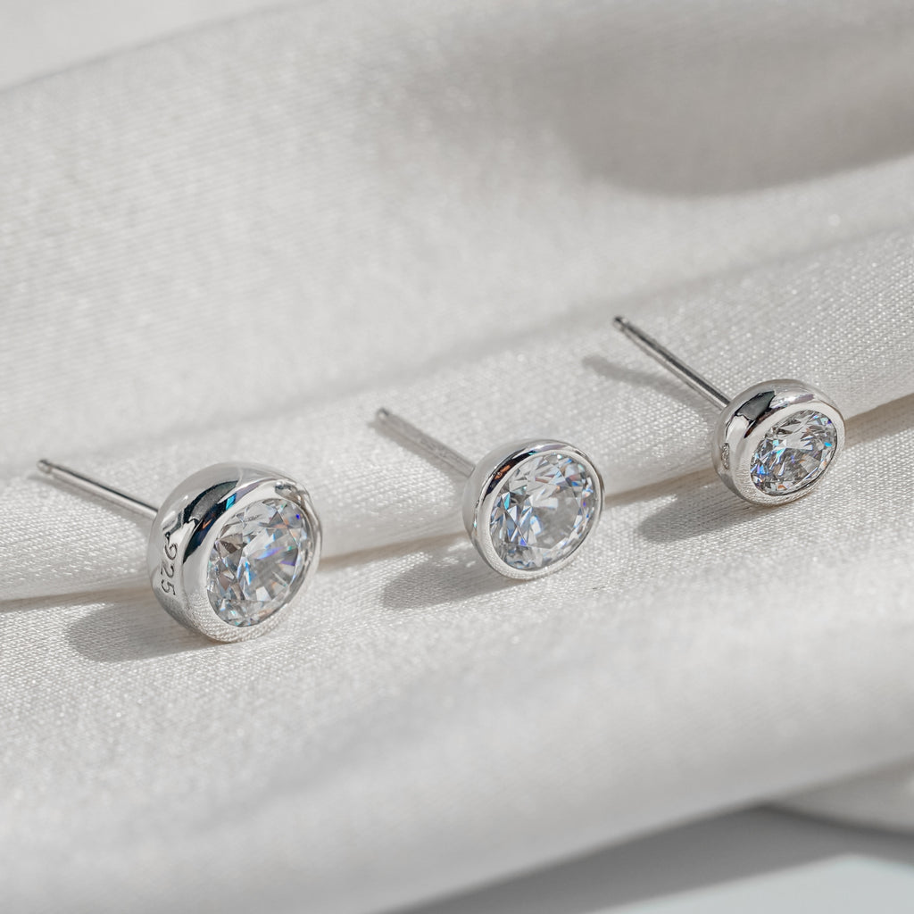 Bezel Stud Earrings