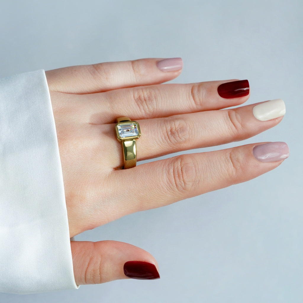 Emerald Bezel Engagement Ring