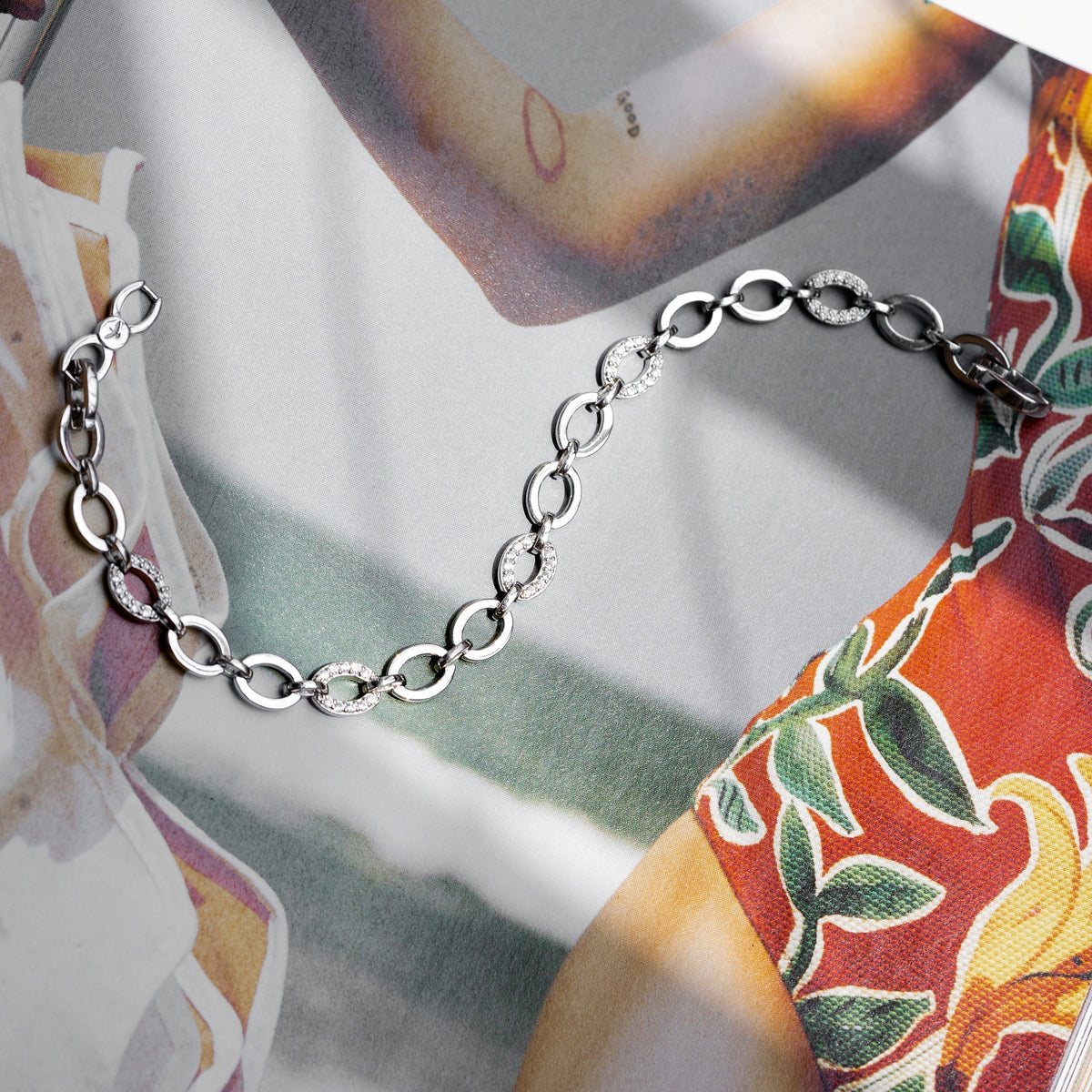 Alternating Pave-Linked Chain Bracelet