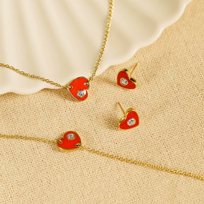 Red Enamel Heart Bracelet