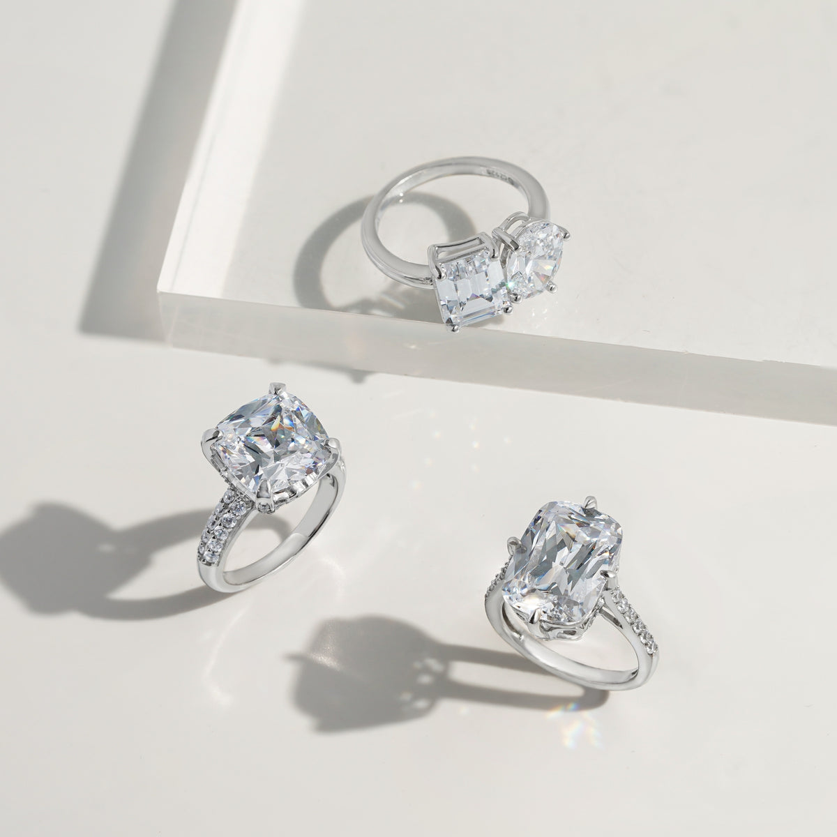 Oval and Emerald Cut Double Stone Ring