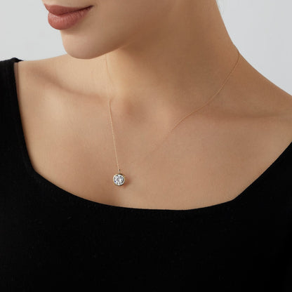 Solid Gold Bezel Solitaire Necklace