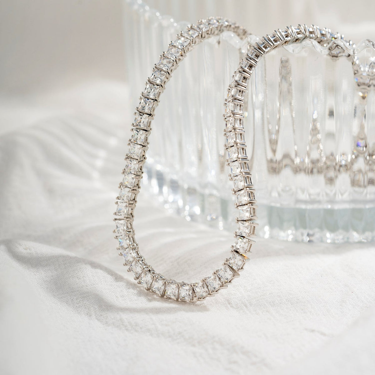 Sterling Silver Princess Tennis Necklace