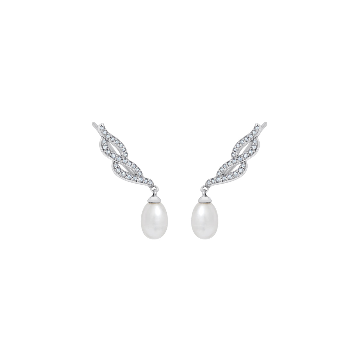 Drop Pearl Crawler Earrings