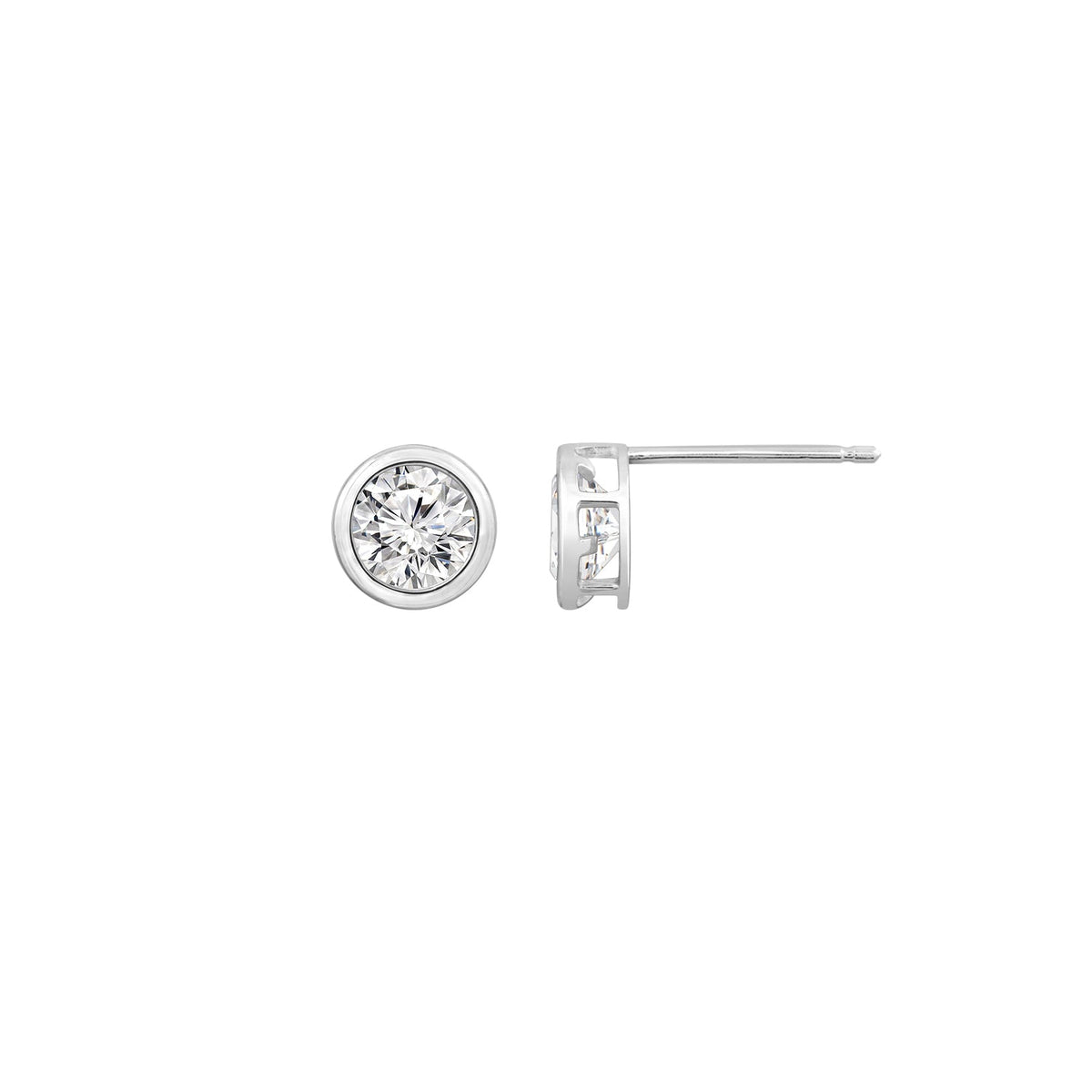 Solid Gold Bezel Solitaire Stud Earrings