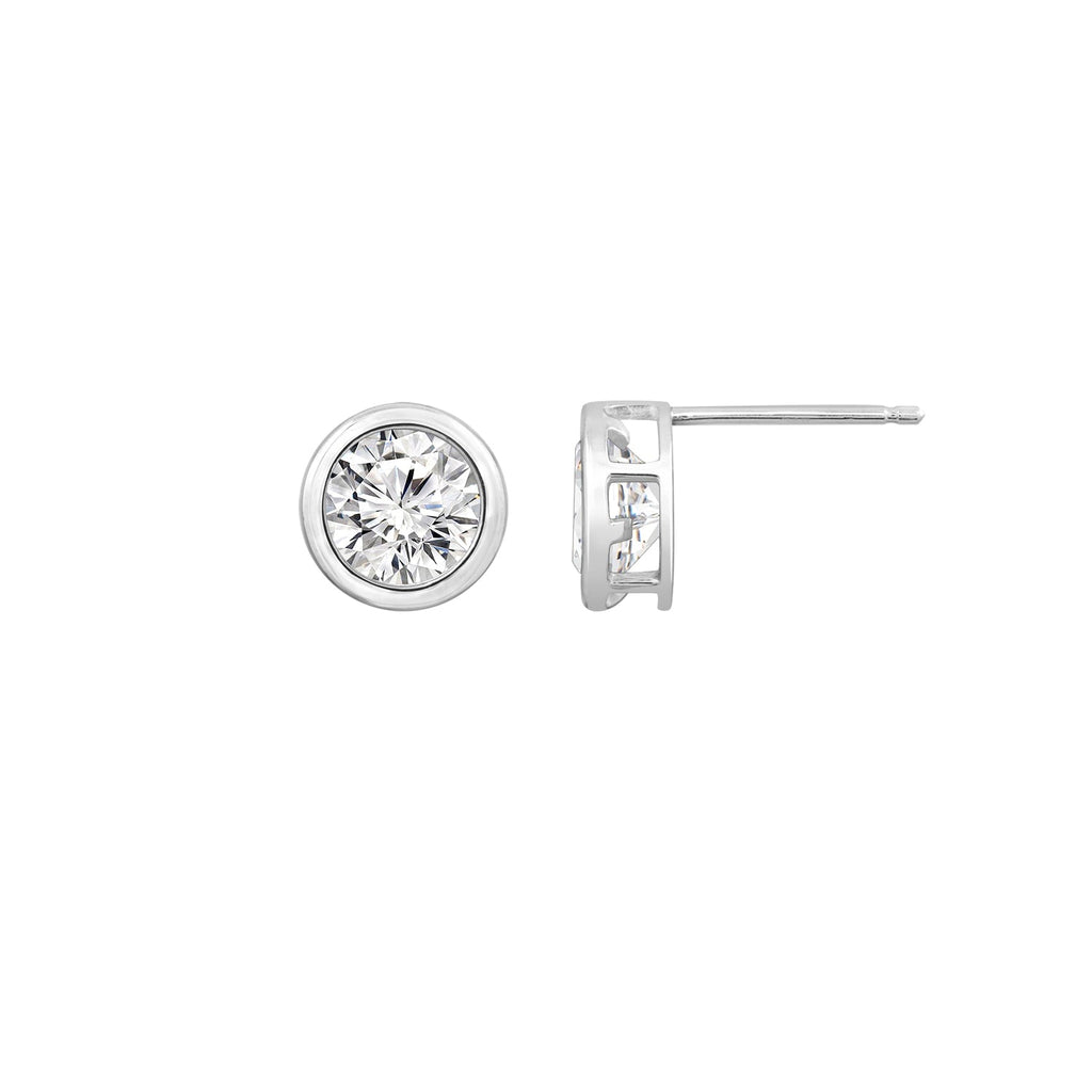 Solid Gold Bezel Solitaire Stud Earrings