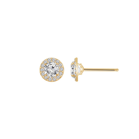 Solid Gold Halo Stud Earrings