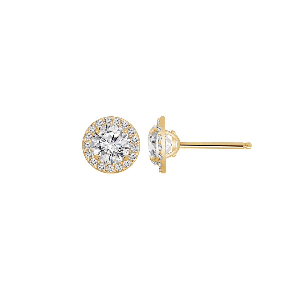 Solid Gold Halo Stud Earrings