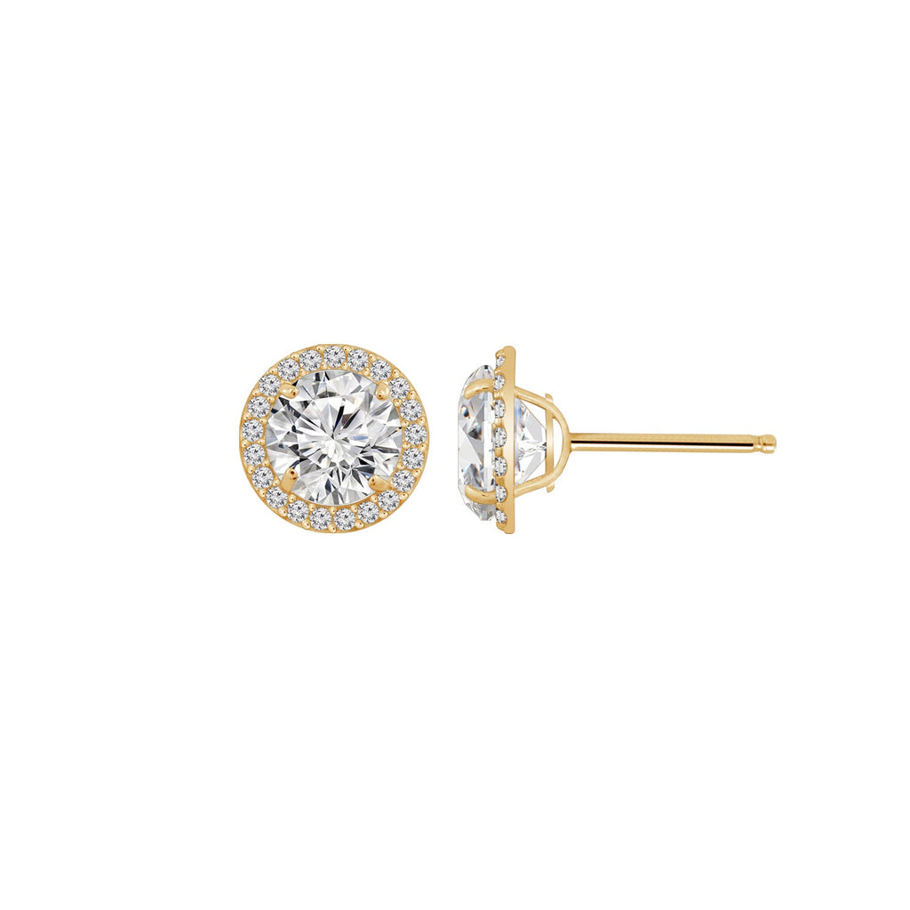 Solid Gold Halo Stud Earrings