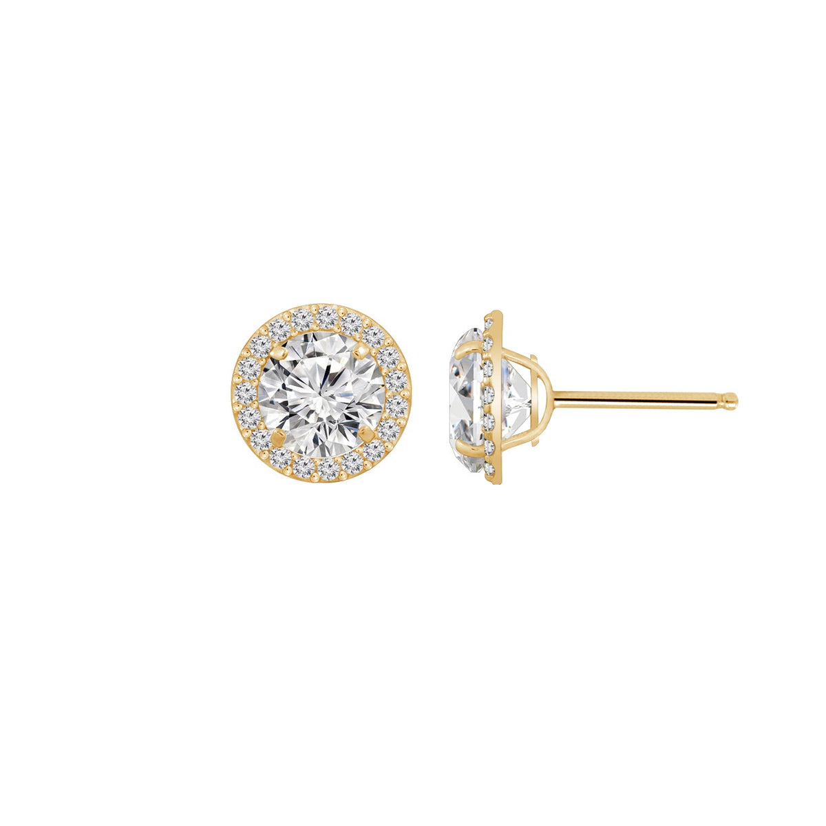 Solid Gold Halo Stud Earrings