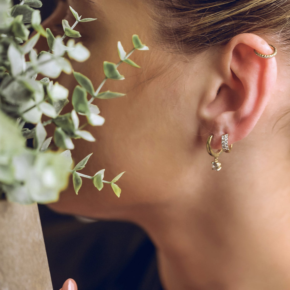 Pave Hoop Earrings