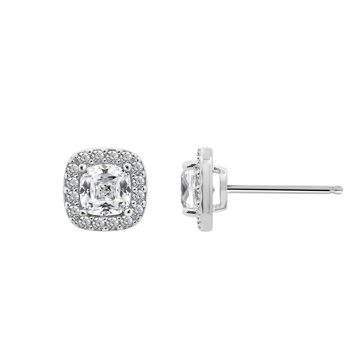Cushion Halo Stud Earrings