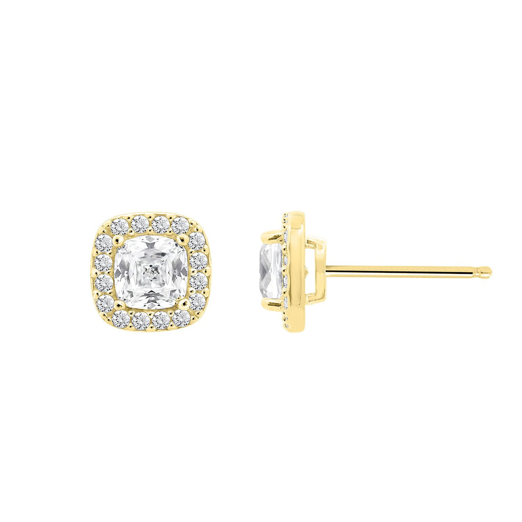 Cushion Halo Stud Earrings