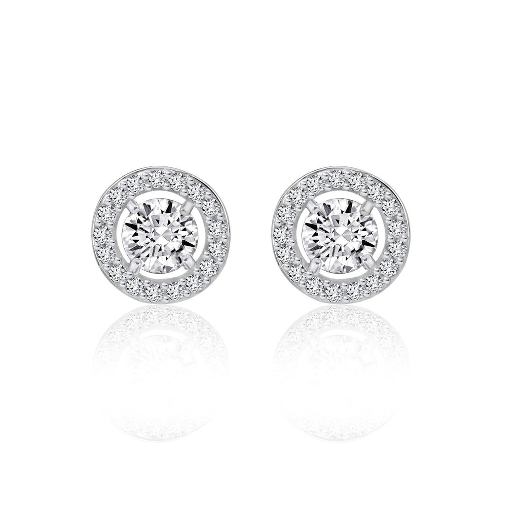 Floating Stone Halo Stud Earrings