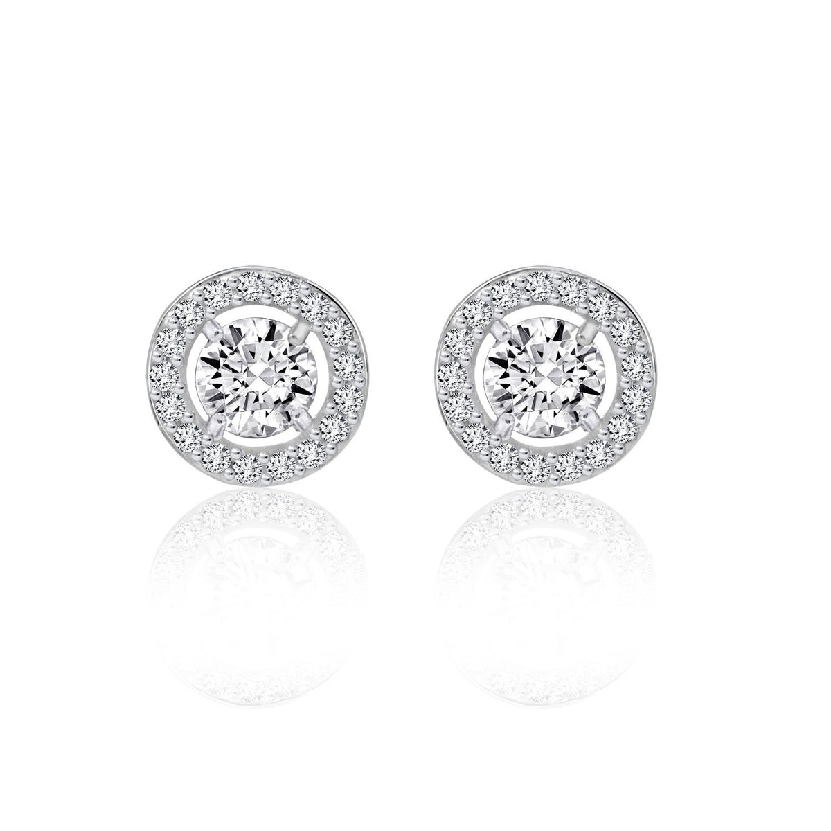 Floating Stone Halo Stud Earrings