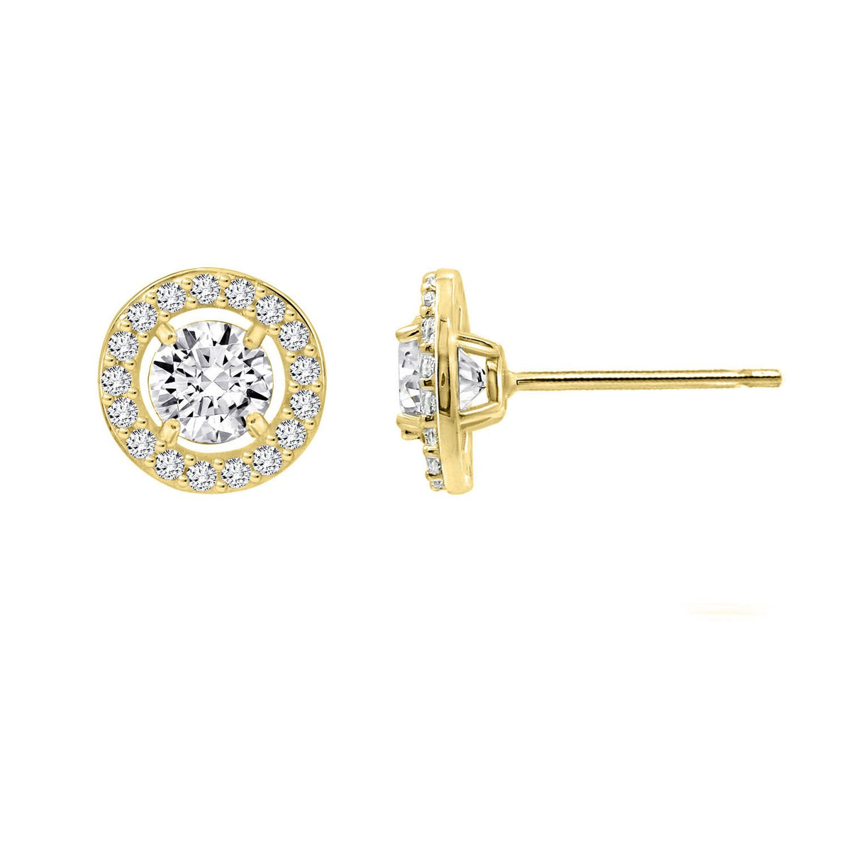 Floating Stone Halo Stud Earrings