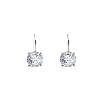 Round Solitaire Earrings with Leverback