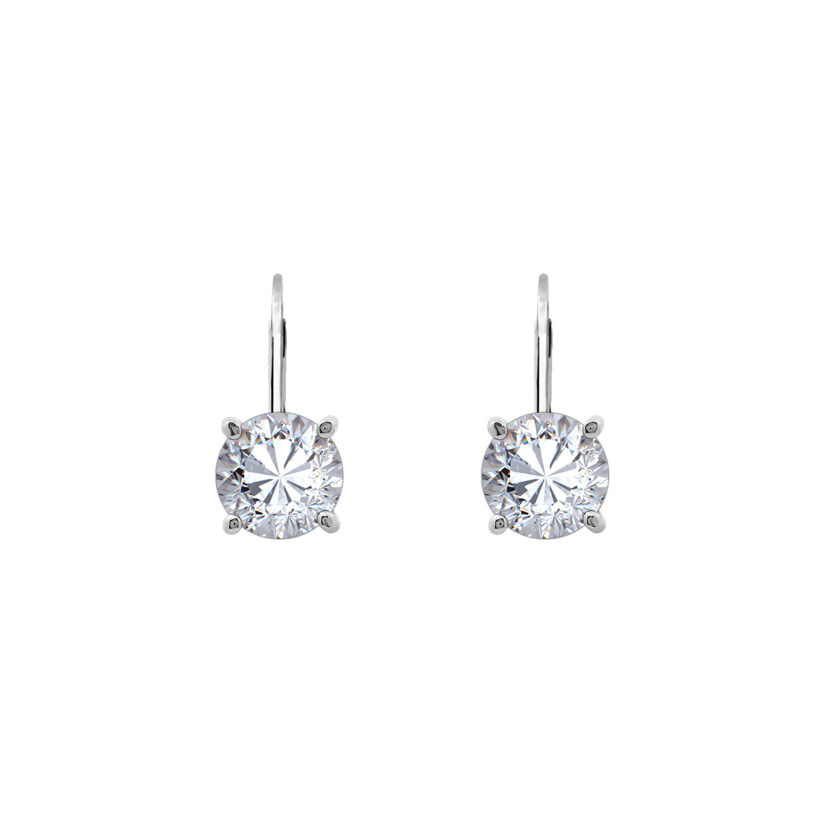 Round Solitaire Earrings with Leverback