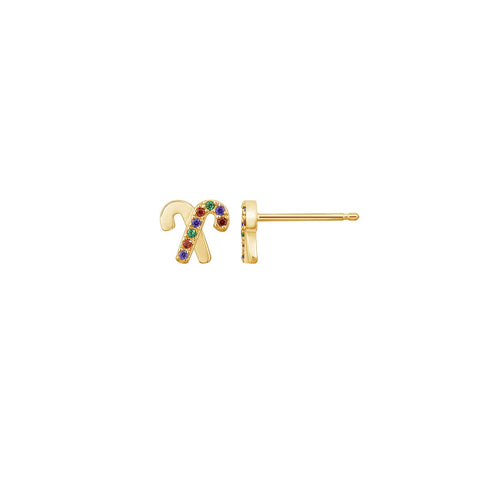 Cross Candy Cane Stud Earrings