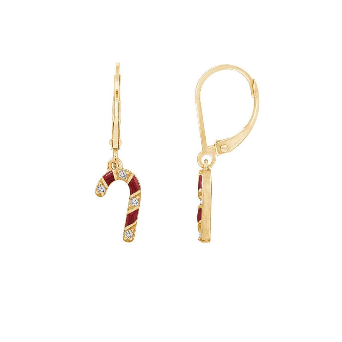 Christmas Candy Cane Drop Leverback Earrings