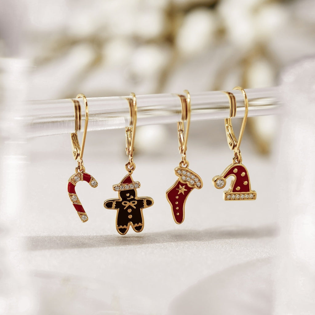 Christmas Candy Cane Drop Leverback Earrings