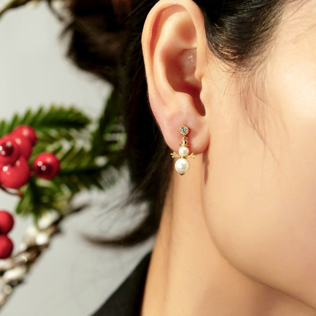 Snowman Dangle Stud Earrings