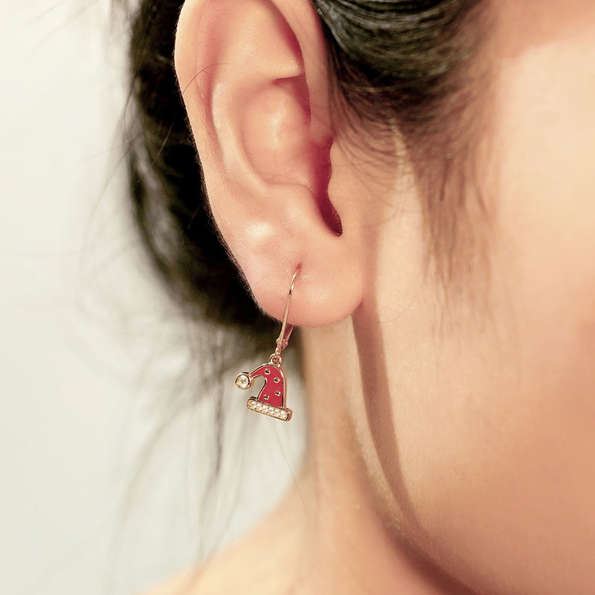 Santa's Hat Drop Leverback Earrings