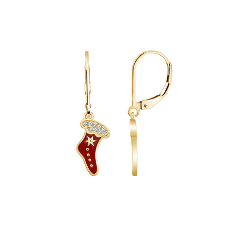 Drop Christmas Sock Leverback Earrings