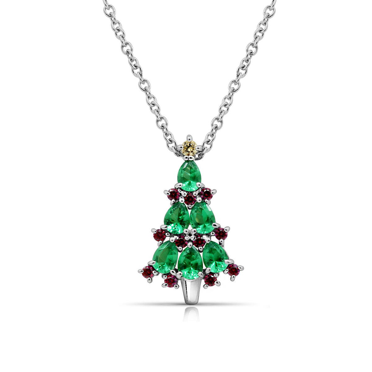 Christmas Tree Pendant Necklace, 16" + 2" extender