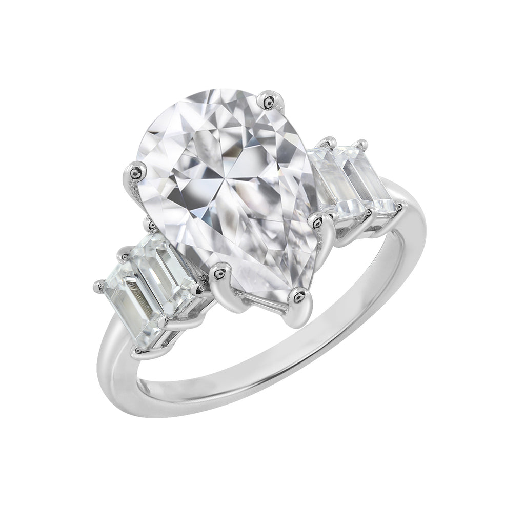 Vertical Baguette Accented Solitaire Ring