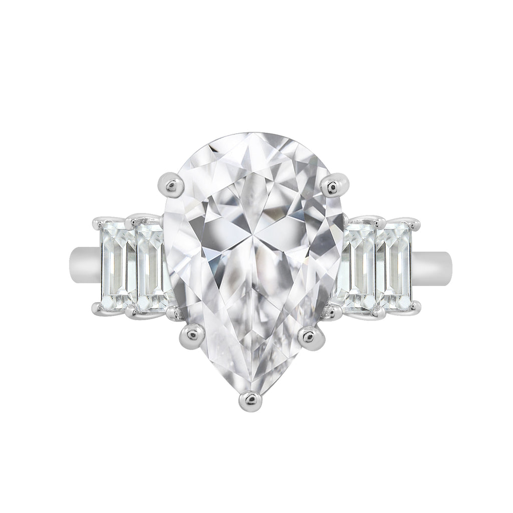 Vertical Baguette Accented Solitaire Ring