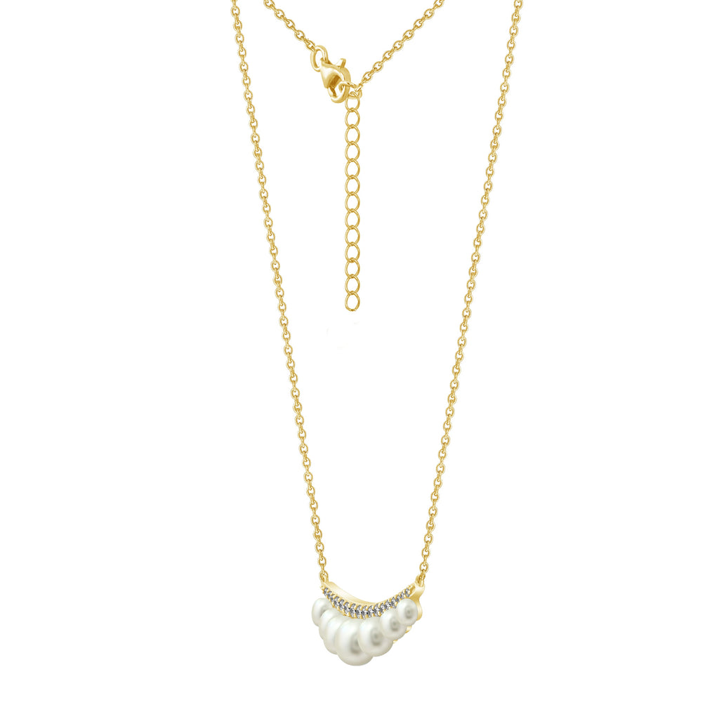Curve Bar Pearl Pendant Necklace