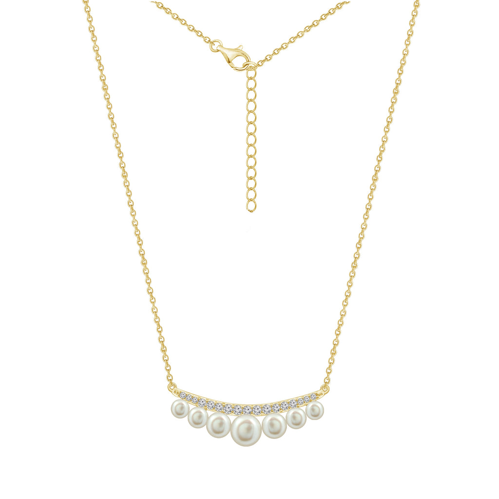 Curve Bar Pearl Pendant Necklace